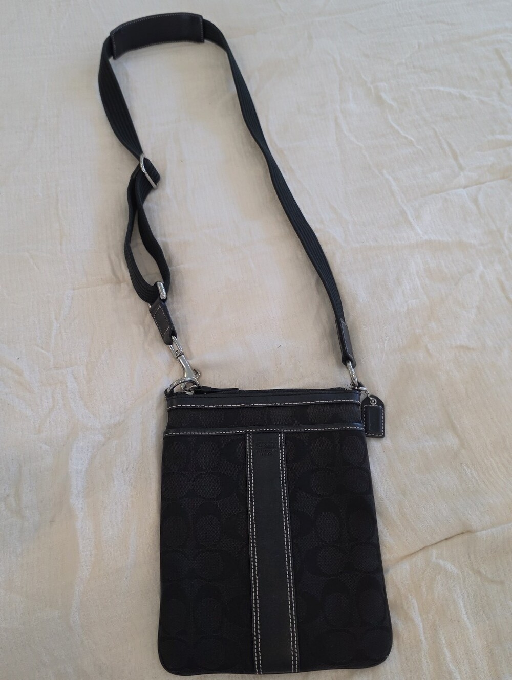 COACH Signature Crossbody Swingpack Bag Canvas/Leather Black